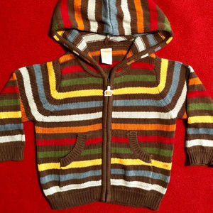 Gymboree striped zip-up hooded sweater